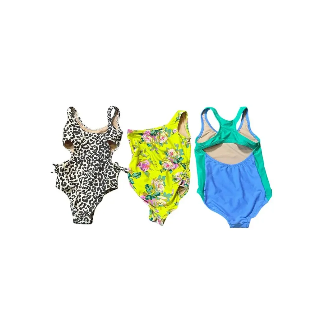 J. Crew Crewcuts Bundle of Girl Swimsuits Leopard Floral Color Block